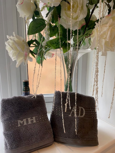 White Hand Towel Decorated with Gems