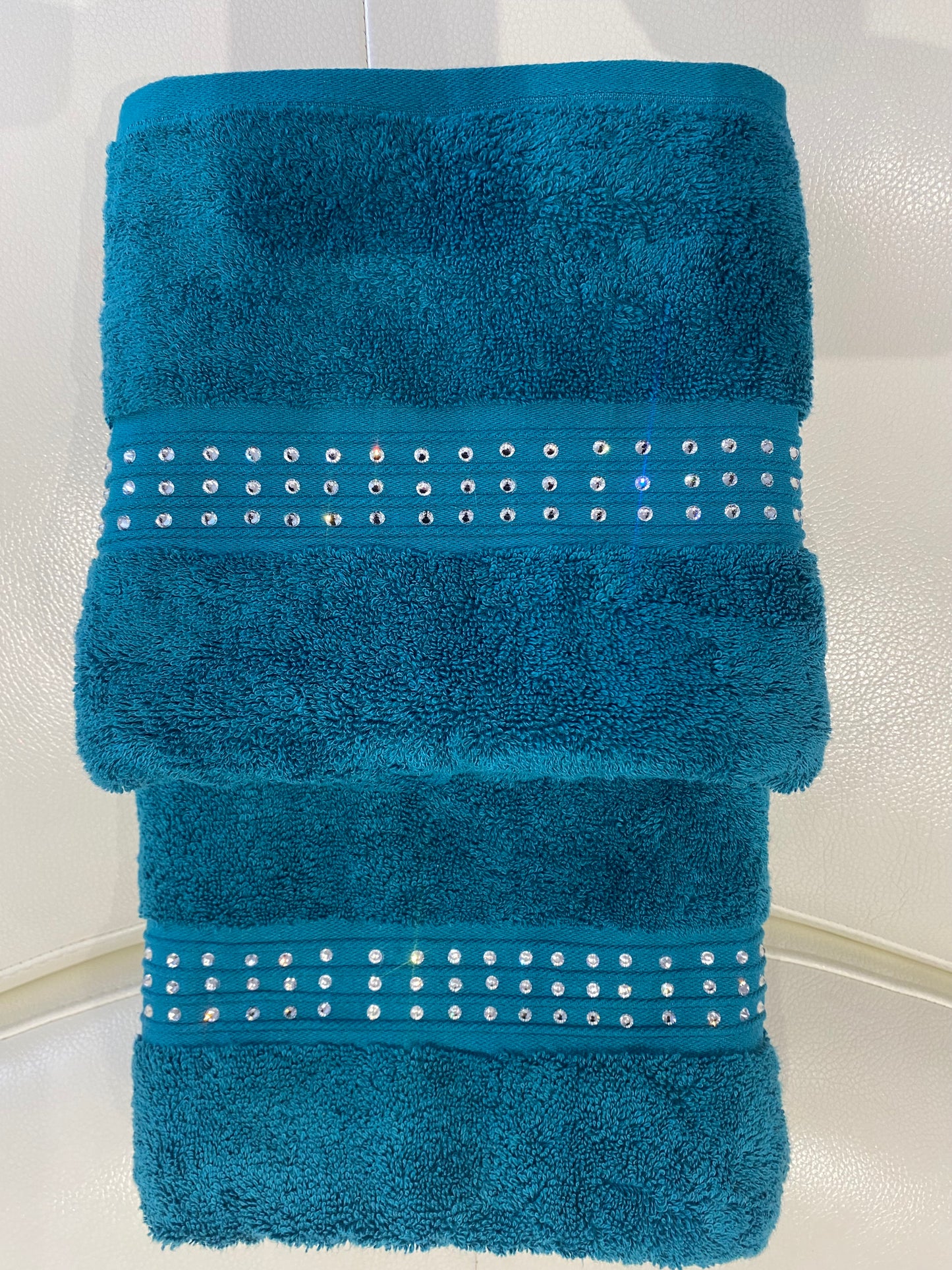 White Hand Towel Decorated with Gems