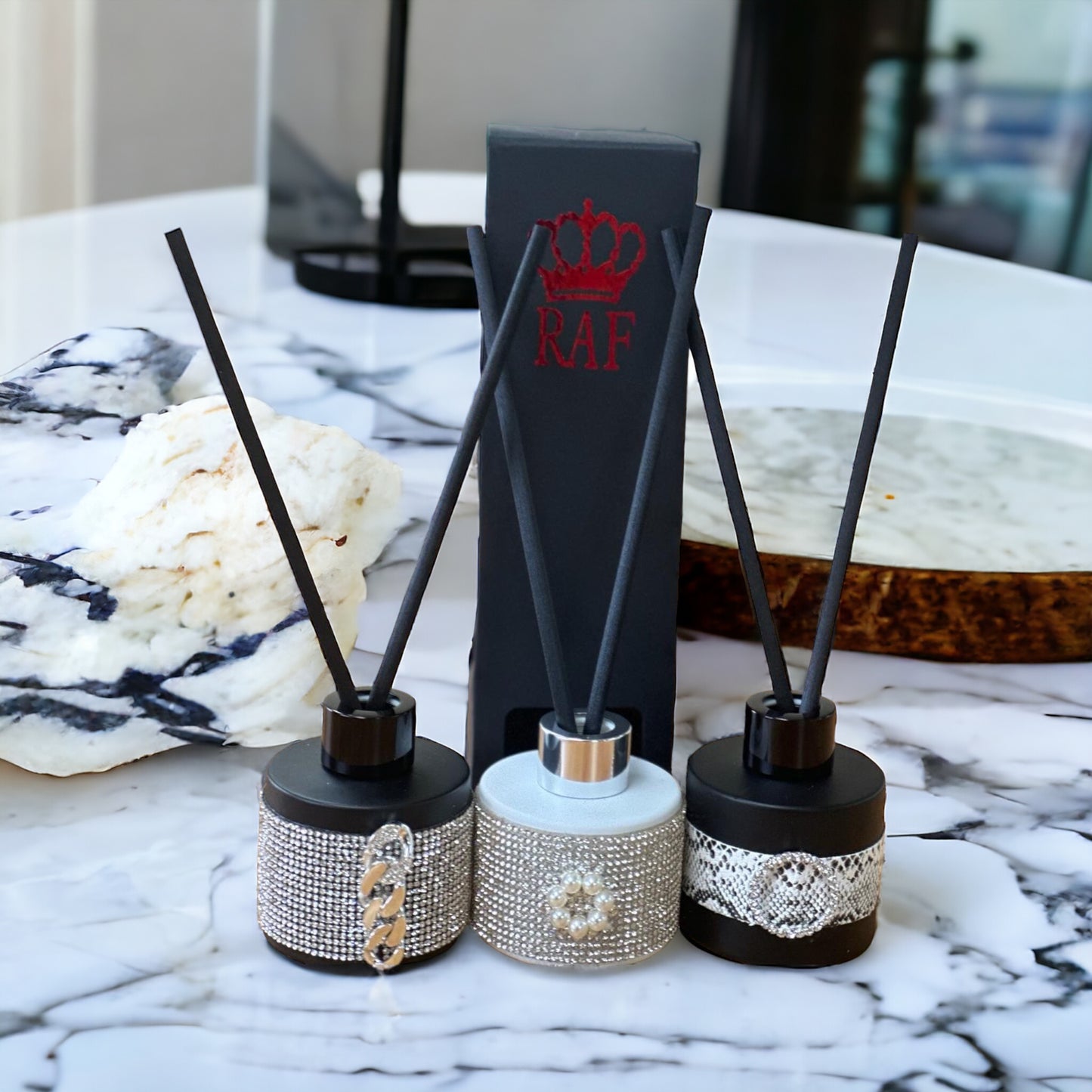 White Aaliyah Rhinestone Diffuser Bottle