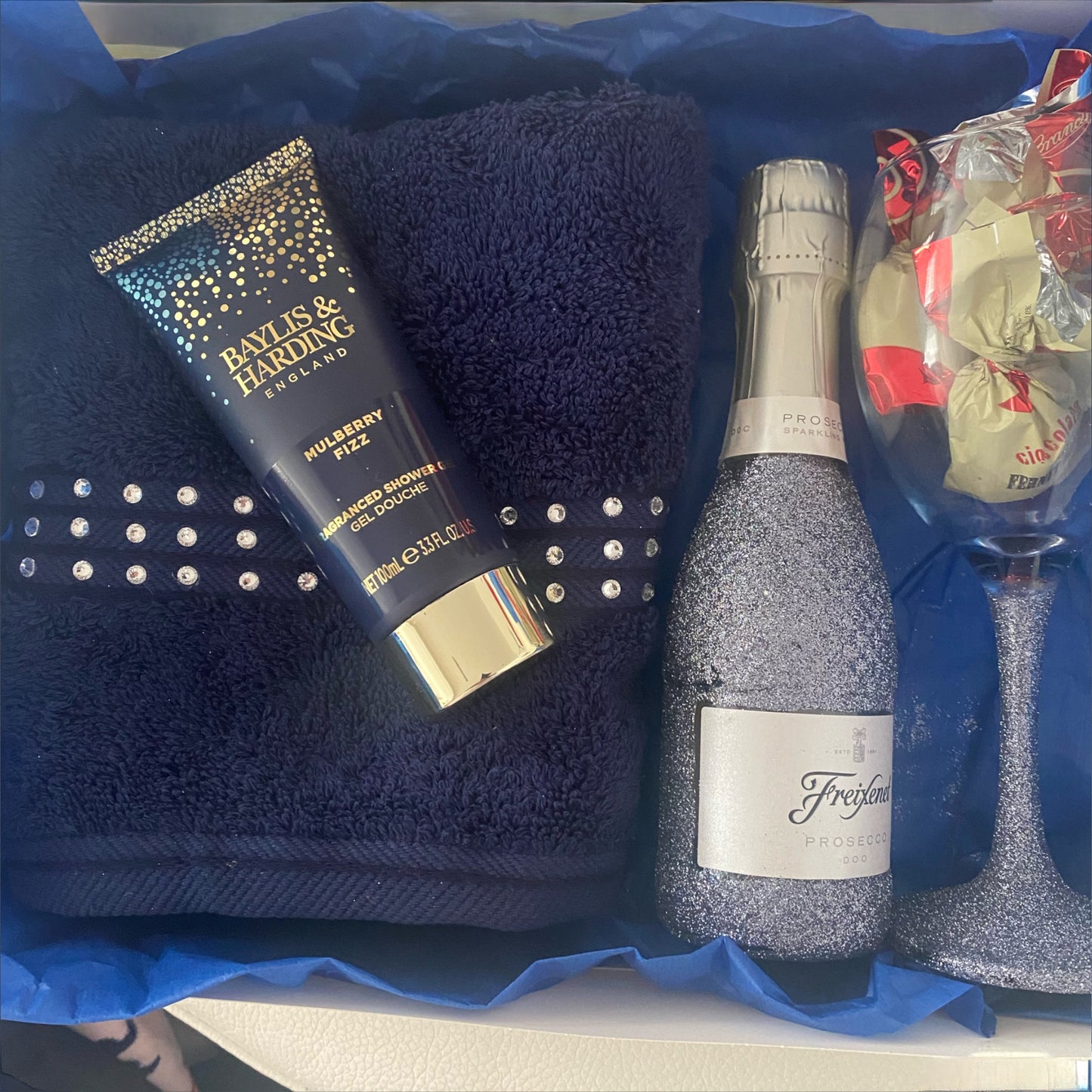 White Hand Towel Decorated with Gems