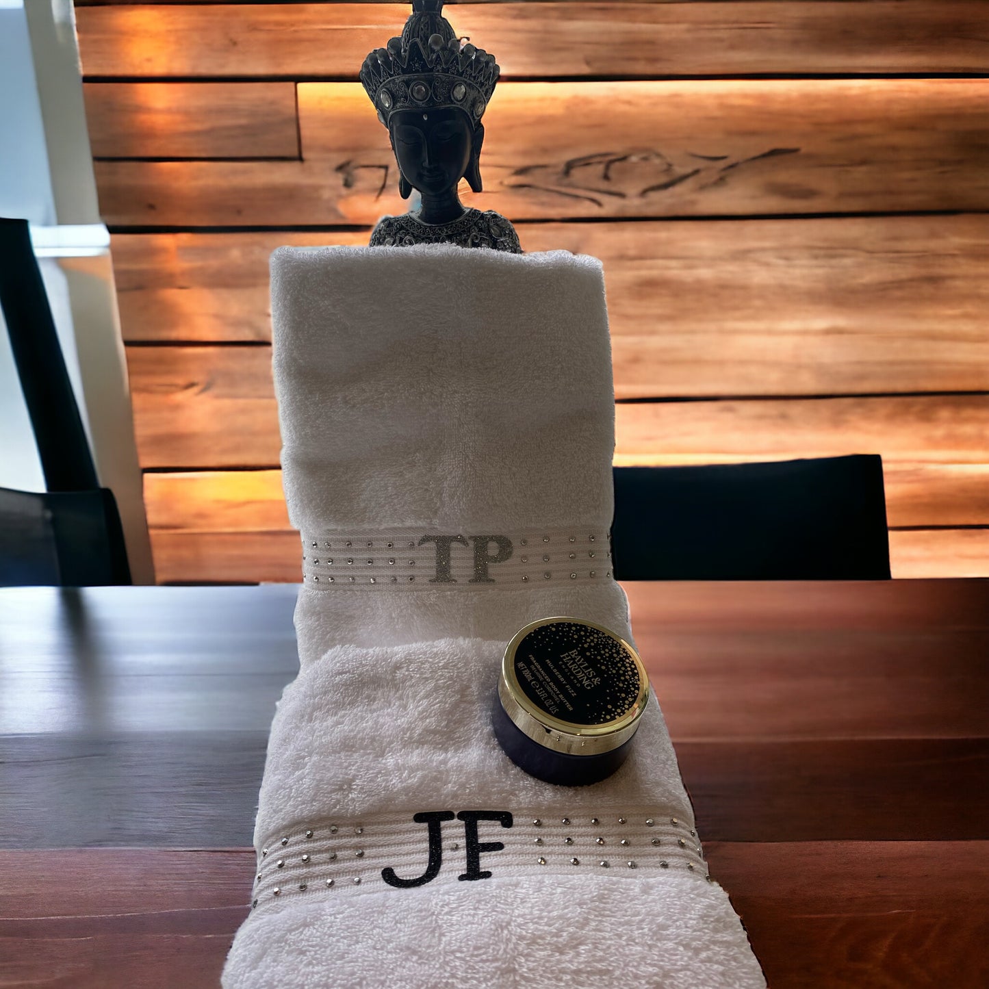 White Hand Towel Decorated with Gems